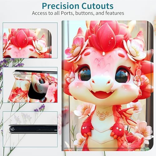 Case for Samsung Galaxy Tab A 8.4" 2020 SM-T307, 360 Degree Rotating Stand with Multi-Angle Vertical & Horizontal Viewing Shockproof Protective Shell for Women Men, Pink Dragon