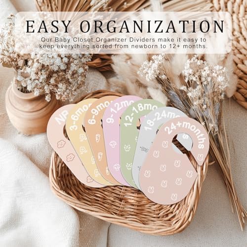 slapaflife Baby Closet Dividers, Double-Sided Cute Design Baby Clothes Dividers for Closet, Baby Clothes Organizer for Sorting Clothing in 7 Sizes from Newborn to 12+ Months