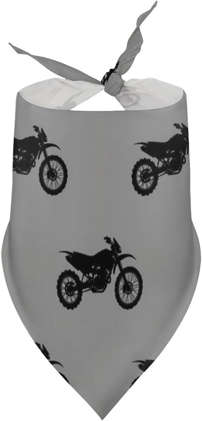 Lightweight and Breathable Motorcycle Dirt Bike Black Grey Pet Scarf Accessories for Small, Medium, Large Dogs, Cats Beach Outings, Going Out, Daily Use