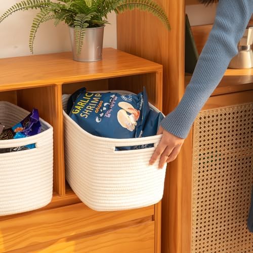 OIAHOMY 4 Pack Storage Baskets for Organizing 24L Cube Storage Bins White