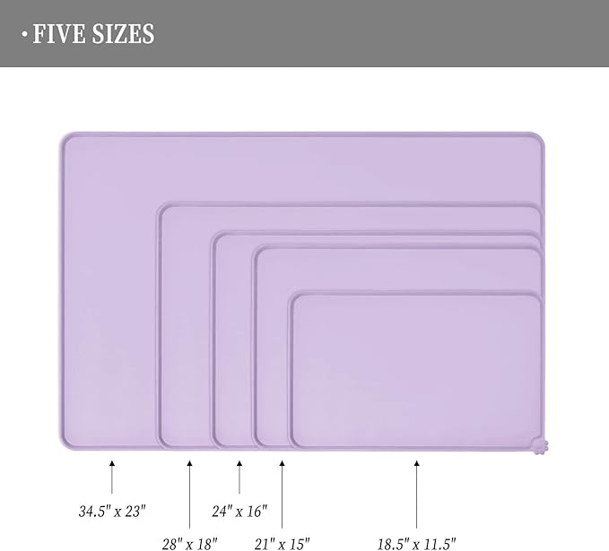 Reopet Waterproof Pet Feeding Mat, Non-Slip Silicone Placemats for Dog Cat Food and Water Bowl, High Raised Edges to Prevent Spills and Protect Floors
