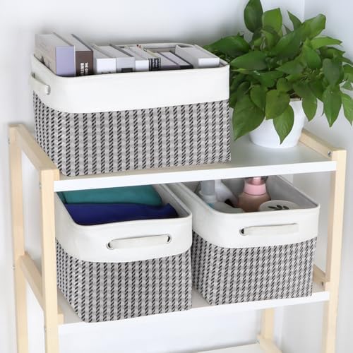 Fabric Storage Bins for Shelves, Rectangle Storage Basket, 3 Pack