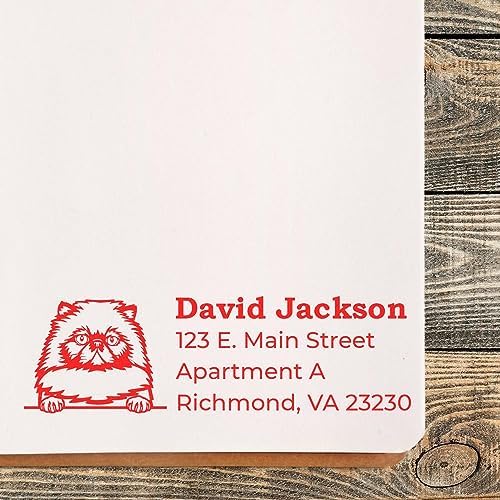 Peeking Himalayan Cat Wood Handle Address Stamp - Custom Rubber Stamp | Mailing Stamp for Pet Lover Gifts. Custom Address Stamp Himalayan Cat. 4 lines of custom text. Personalized to your text.