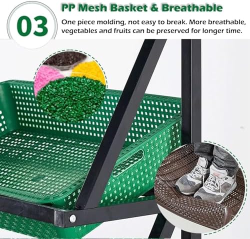 Store Display Rack Wall Mounted Storage Rack,Heavy-Duty Steel Fruit and Snack Display Stand, Multi-Tier Vegetable Rack for Grocery Stores, Convenience Stores, and Snack Shops