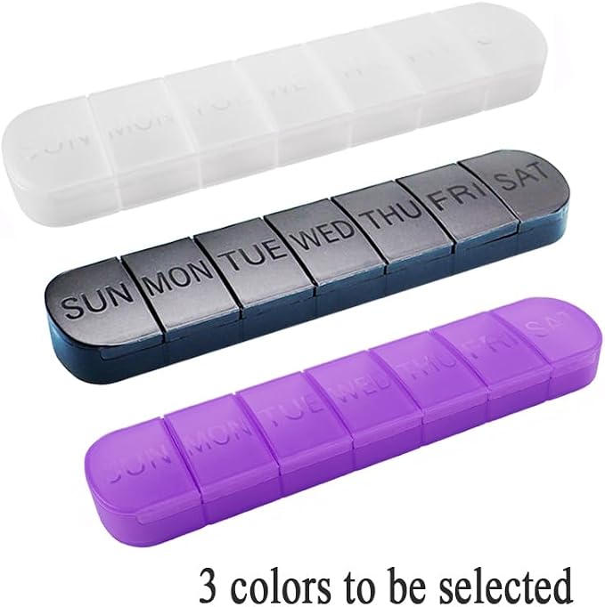 Weekly Pill Organizer, Daily Large 7 Day Vitamin Case Reminder | Matte White, Medicine Box, AM PM Capsules Dispenser Container for Medication, Nutritional Supplement, Fish Oil, Tablets, Gla