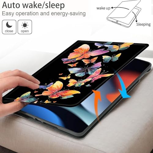 Bxgolkgd Tablet Case for Samsung Galaxy Tab S8 Plus 2022/S7 FE 2021/S7 Plus 2020 12.4 Inch,Shockproof Stand Cover with Heat Dissipation,Auto Wake/Sleep Function,Colorful Butterfly