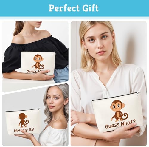Cute Monkey Print Makeup Bag Monkey Lover Gift for Daughter Animal Monkeys Lovers Women Girls Sister Best Friend Mom Pet Coworker Graduation Mothers Day Christmas Birthday Cosmetic Bag with Zipper