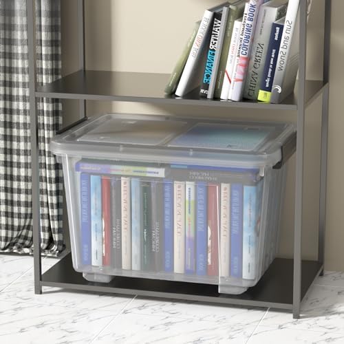 50L Stackable Storage Bin with Lid, Plastic Container with Heavy Duty Latches to Organize, Clear, 4-Pack