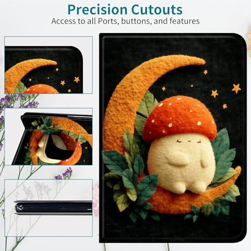 Case for Samsung Galaxy Tab A 8.4" 2020 SM-T307, 360 Degree Rotating Stand with Multi-Angle Vertical & Horizontal Viewing Shockproof Protective Shell for Women Men, Orange Moon Mushroom