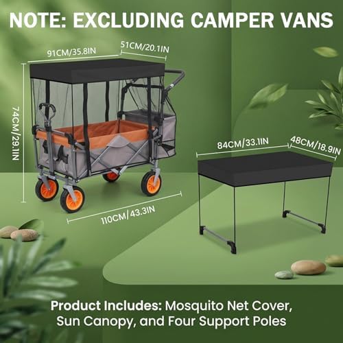 Wagon Cover, Mosquito Net Folding Cover with Zipper, Wagon Accessories for Outdoor Beach Cart, Stroller, Trolley, Indoor Decorations