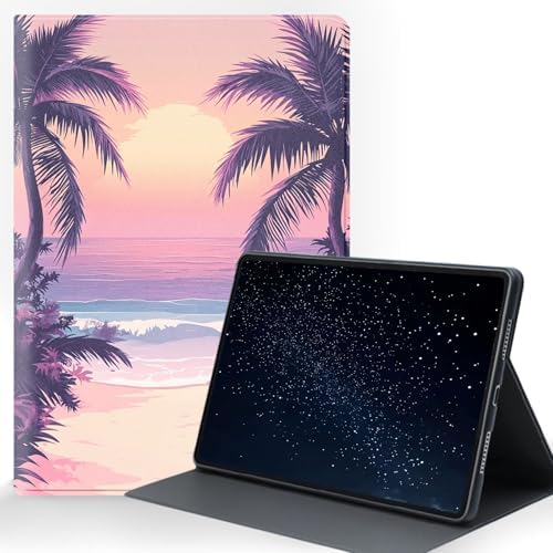 for Samsung Galaxy Tab S10 Plus 2024/S9 Plus/S9 FE Plus 5G 2023 12.4 Inch Tablet Protective Cover with Adjustable Stand and Magnetic Auto Wake/Sleep,Palm Tree Beach