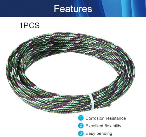 Jutagoss PET Expandable Braided Cable Sleeve, 16.4ft - 3/16 inch Multicolor Cable Management Sleeve, Wire Loom Tube Cord Protector for USB Cable, Power Cord, Audio Video and More, 1Pc