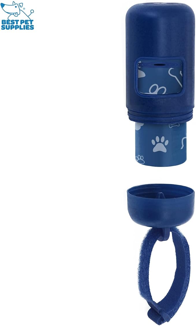 Best Pet Supplies Dog Poop Bag Holder Leash Attachment with Reusable Dispenser for Travel, Walking, Park, and Outdoor Use, Durable with Clip-On - Royal Blue, Pack of 2, Plastic Dispenser w/30 Bags