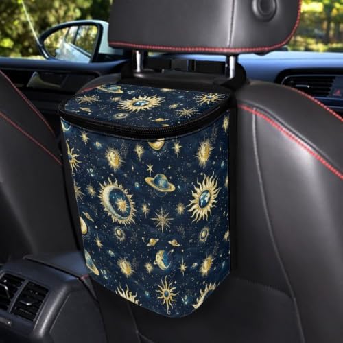 Moon Star Planets Car Trash Hanging Garbage Can/Bag with Lid Portable Waterproof Trash Bag Car Accessories Interior for Sedans, SUVs & Trucks