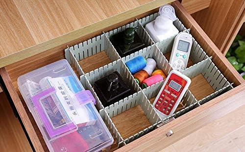 8pcs DIY Plastic Drawer Organizer Adjustable Drawer Dividers for Home Tidy Closet, Socks, Underwear, Office School Supplies, Kitchen Utensil Tools (Grey)