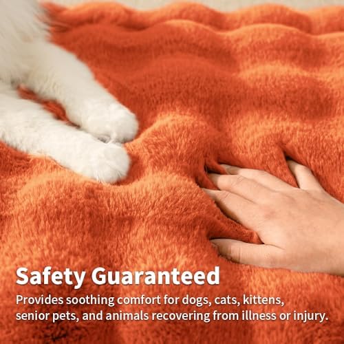 SOMAHE Soft Faux Fur Pet Blanket, Washable, Medium 28x22 Vibrant Orange