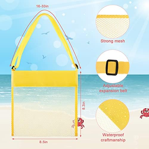 Frienda 15 Pack Mesh Beach Tote Bag | Seashell Bags, Bag Organizer Toys for Holding Beach Children' Toys Market Picnic
