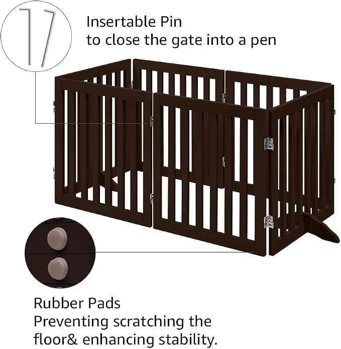 unipaws 120" Extra Wide Pet Gate and Pet Playpen Combination for Dog Cat | 24” Height Free Standing Dog Gate for Doorways, Stairs, Foldable Puppy & Room Divider, Indoor Use