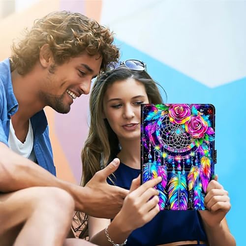 Universal Tablet Case for T-Mobile Revvl Tab 2 10.1" 2025/Revvl Tab 5G 10.36" 2023, 360 Degree Rotating Kickstand Protective Stand PU Leather Shell Cover for 9"-10.5", Artistic Dreamcatcher