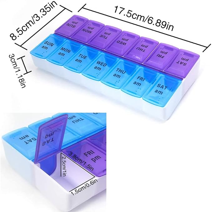 UXCONGOID Large Pill Organizer 2 Times a Day, Weekly Pill Organizer Daily Pill Box 7 Day Medicine Organizer Box, AM PM Pill Case Container Holder Pill Dispenser Travel Medication Organizer