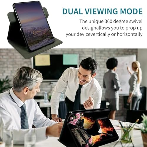 Case for Samsung Tab A11 8.7" 2025/Galaxy Tab A9 8.7" 2023, 360 Degree Rotating Stand with Multi-Angle Vertical & Horizontal Viewing Shockproof Shell for Women Men, Flame Book Rose