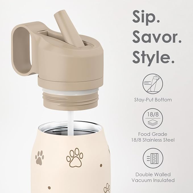 Dog Stainless Steel Water Bottle with Twist Lid 20oz, Travel Insulated Water Bottles for Sports & Gym, Gift for Women Girls Friends Pet Lovers Dog Moms Birthday Christmas