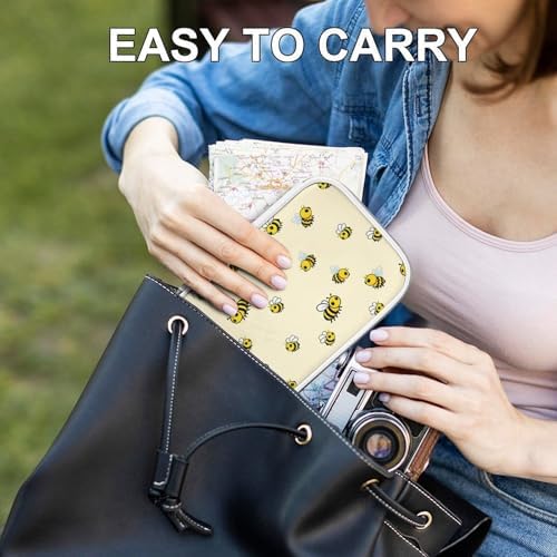 Cute Large Pencil Bag With Zipper Fashion Design Organizer For All Pens Cute Bee Pattern