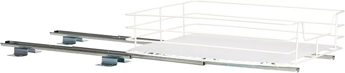 Household Essentials Painted Steel Pull-Out Pantry Basket, White