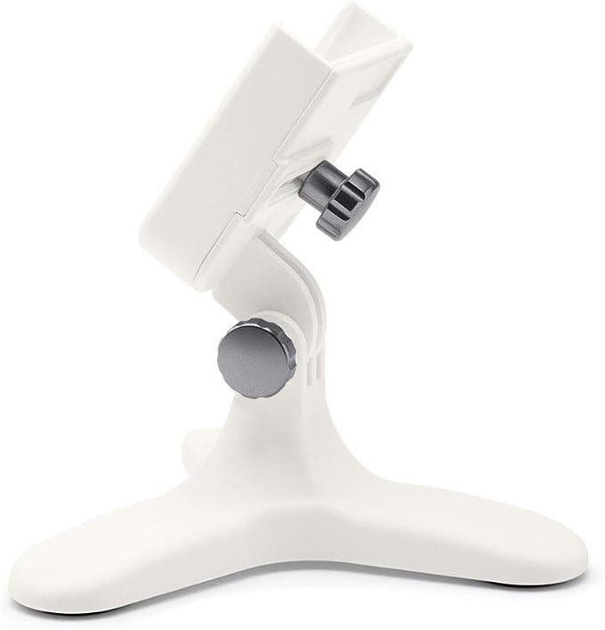 WeatherTech DeskFone in White- Adjustable, Universal Cell Phone Holder Mount Stand for Desk, Counter, Table - Tripod Design for iPhone & Smartphone Charging - Graphite Metal Knobs