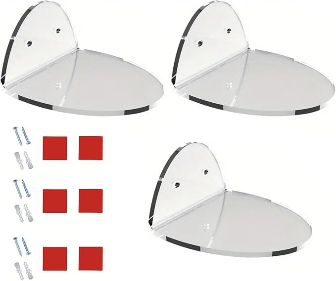 3pcs Acrylics Wall Mounted Shelves Accessory for Security Cameras Baby Monitors and Speakers Clear Storage Brackets