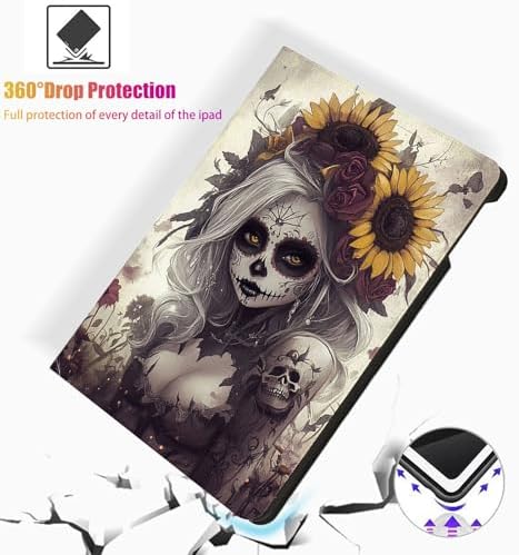 for Microsoft Surface Pro 8-13" 2021 Tablet Case,Auto Wake/Sleep,Adjustable Stand Protective Cover - Sugar Skull Sunflower