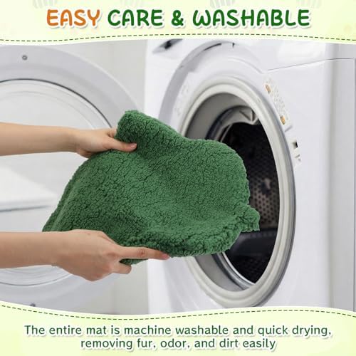 3 Pack Self Warming Pet Bed Leaf Shape Self Heating Cat Dog Mat Washable Thermal Sleeping Pad for Indoor Outdoor Hedgehog, Bunny, Sugar Glider, Rat, Chinchilla(Dark Green,Small-16 x20)