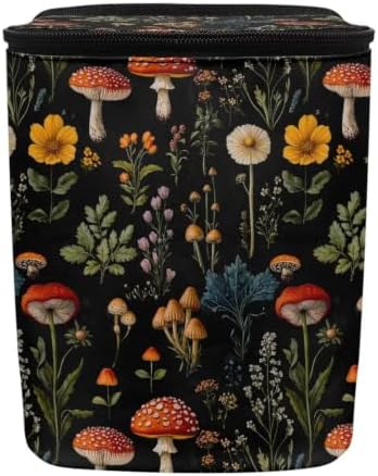 Mushroom Floral Print Car Trash Can with Lid Organizer Multipurpose Trash Bin Decoration for Women Universal for Cars,Sedans, SUVs & Trucks