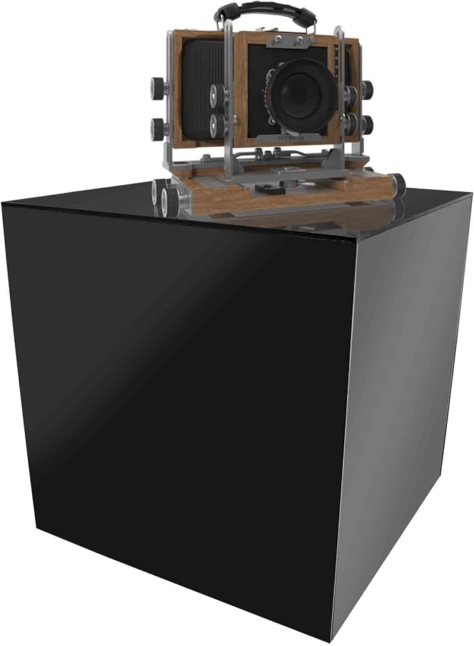 14 Inch Acrylic Display Riser Box Black Square Retail Product Riser One Open Side No Lid Merchandise Storage Box Flippable Cubby for Expos and Tradeshows by Marketing Holders