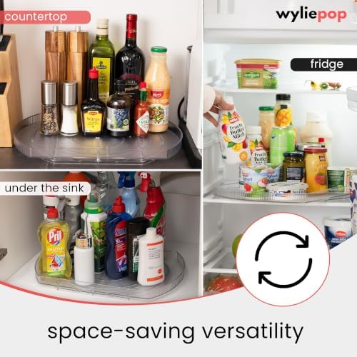 Lazy Susan for Refrigerator - 360° Turntable Refrigerator Organizer and Storage Tray for Fridge, Cabinet & Pantry - Rectangle Lazy Susan (16.5"x11.5"x1.5")