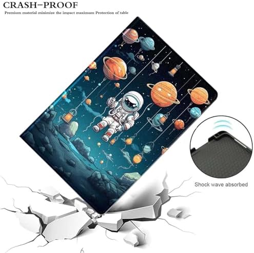 for Samsung Galaxy Tab A9 8.7 Inch 2023 (SM-X110/X115/X117) Tablet Case,Premium Leather Folio Stand Auto Wake/Sleep,Multiple Viewing Stand,Cartoon Astronaut Planet