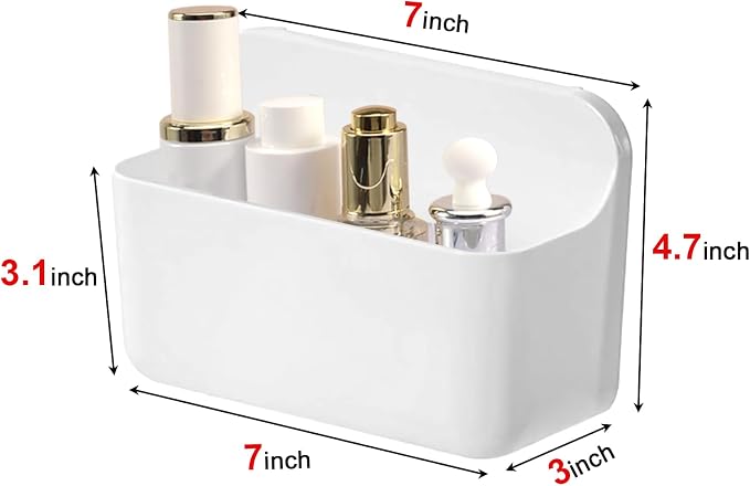 CGBE 2-Pack Cabinet Door Organizer, Self Adhesive Bathroom Shelves, White | Acrylic Shower Caddy, Wall Mounted Storage, No Drilling, Automatic Draining, For Cabinet Door and Shower Wall