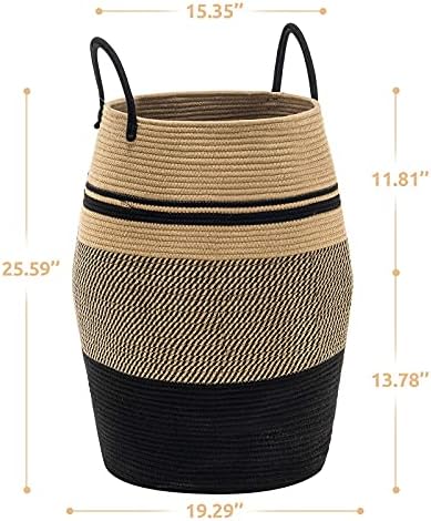 Large Laundry Basket Hamper Woven Blanket Basket Clothes Hamper | 105L Tall Clothes Hamper, Rope Wicker Laundry Basket, Storage Basket for Toys, Dirty Cothes in Bedroom, Living Room Organizer