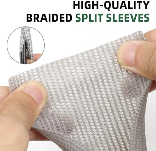 Split Wire Loom Tubing, Cable Protector Sleeve, Braided Cable Management for TV/Computer/Home Theater/Engine Bay, Cord Protectors from Pets No Chew (Grey, 3/4"-10ft)