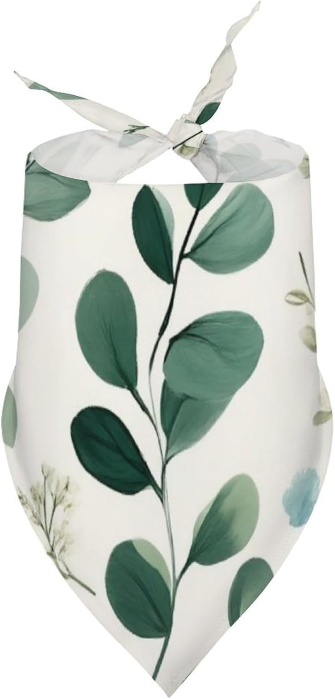 Washable Portable Pet Scarf Watercolor Sage Green Leaf for Small to Large Dogs Travel, Wedding Party, Daily Wear, Ultra Soft Fashion Scarves