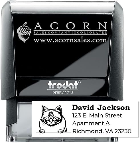 Peeking Birman Cat Self-Inking Return Address Stamp - Custom Rubber Stamp | Self-inking body. Customised Address Stamp for Pet Lover Gifts. Birman Cat Return Address Rubber Stamp. 4 case colors.