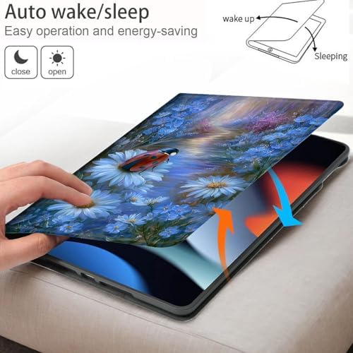Bxgolkgd Tablet Case for Samsung Galaxy Tab A 8.4 Inch 2020(SM-T307),Shockproof Stand Cover with Heat Dissipation,Auto Wake/Sleep Function,Ladybug Flower Art