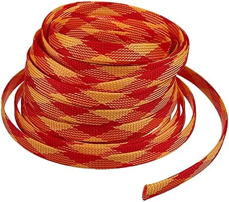 Jutagoss PET Expandable Braided Cable Sleeve, 32.8ft - 1/2 inch Red Yellow Cable Management Sleeve, Wire Loom Tube Cord Protector for USB Cable, Power Cord, Audio Video and More, 1Pc