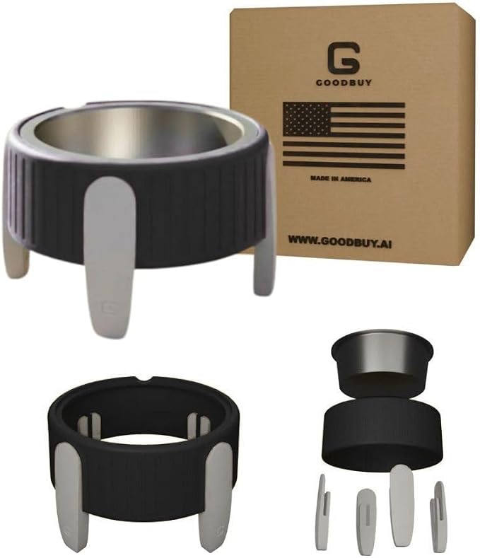 Pet Station Elevated Dog Bowl Stand for 6.8 in. Bowls - 3D Printed Dog Feeder - Adjustable Height Legs and Magnetic Fridge Mount Feeding Station - Made in USA (Black, Bowl + S and L Legs)