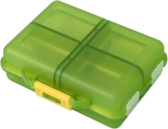 Small Travel Pill Box Organizer, 8 Compartment Pill Case Planner | Portable Folding Daily Medcine Container Capsule Dispenser for Storage Medication, Meds, Vitamin, Fish Oil, Supplement, Green