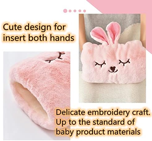 Cute Hot Water Bottle with Soft Cover，Portable Rechargeable Electric Hot Water Bag for Menstrual Cramps，Hot Compress Heating Pad,Plush Bunny Hand Warmer（Spring Impressive Gift）