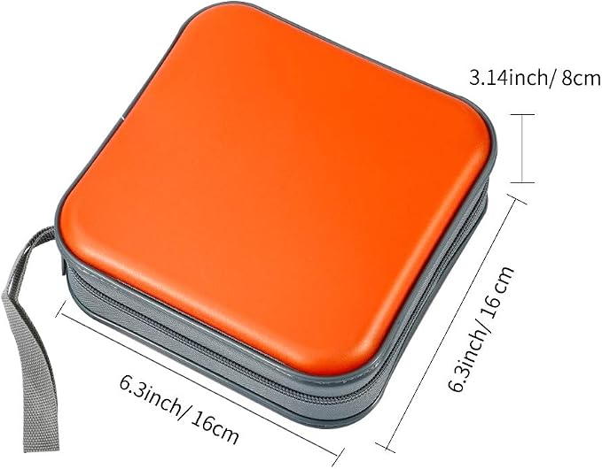 CD Case, 40 Capacity CD DVD Case Wallet Holder Portable Disc VCD Heavy Duty Binder Storage Organizer (Orange)