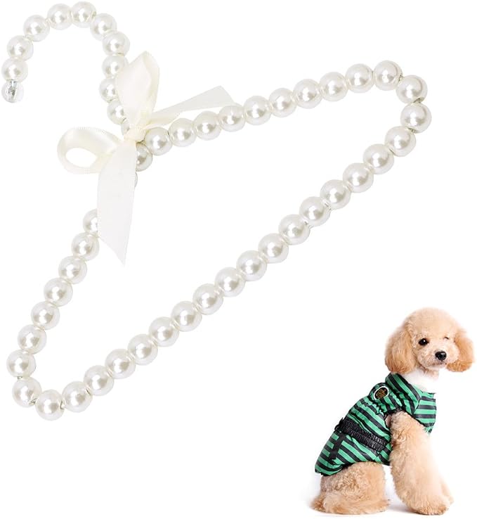 Fashion Pearl Bow Clothes Clothing Hanger for Pet Dog for Storage Bags for Clothes Under Bed