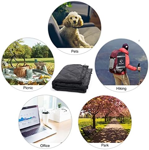 REDCAMP Large Outdoor Blanket 59"x50" Sherpa Fleece Lining, Black | Cold Weather Warm Thick Outdoor Blanket Comfy Foldable & Windproof for Camping Stadium,Car,Picnics,Pet,Trip,Machine Washable