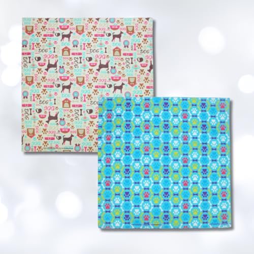 CTM Puppy Paws Print Bandana, Blue